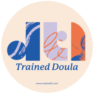 D T I trained doula badge logo